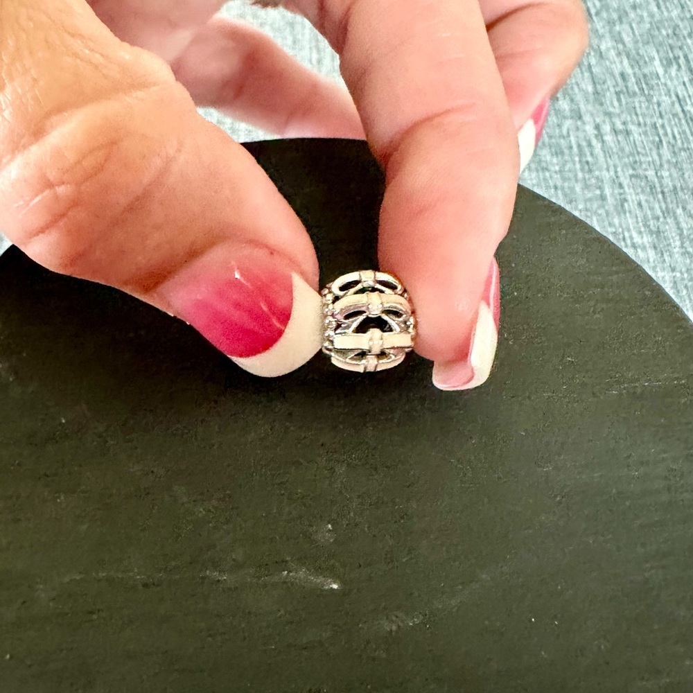 Pandora enamel pink bow charm